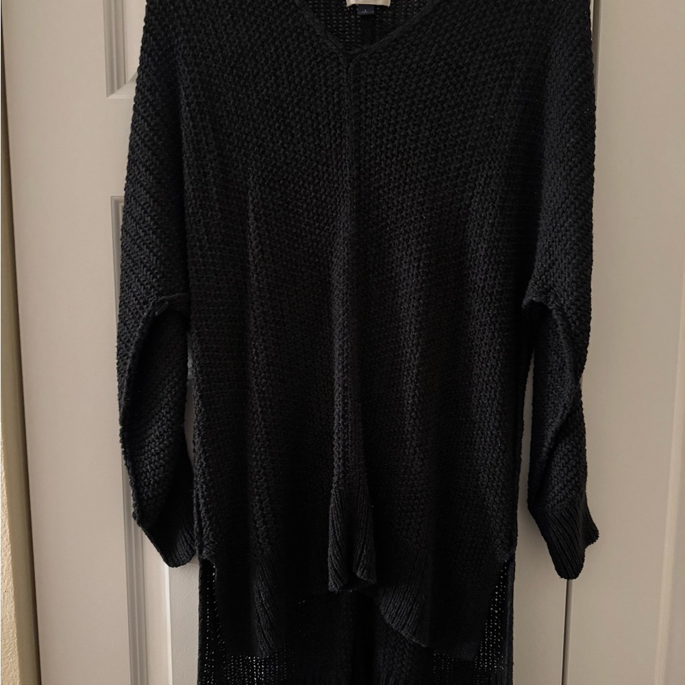 Women's high low Black Knit Sweater